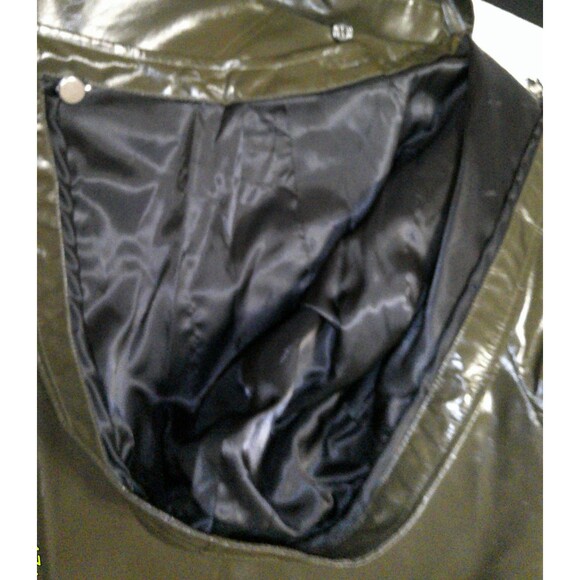 New NWT $595 Jane Post Iconic Raglan Slicker Rain Coat Hood Women XS Vest Green - Picture 6 of 7